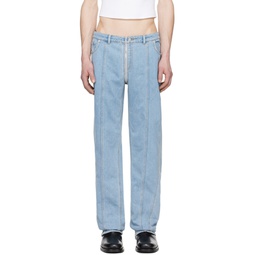 Blue Zip Jeans 241345M186013