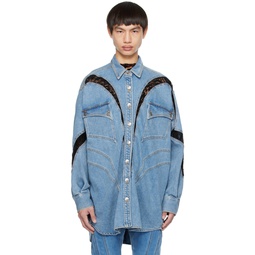 Blue Oversized Denim Jacket 232345M177001