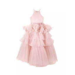 Little Girls & Girls Tiered Ruffle-Trim Pleated Gown