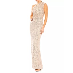 Sequined Asymmetric Gown