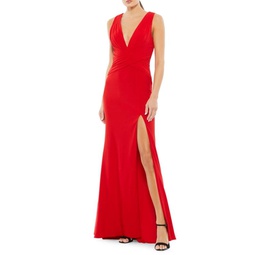Draped High Slit Gown