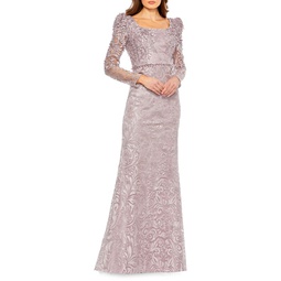 Applique Embroidered Trumpet Gown