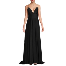 Plunging-Neck Gown