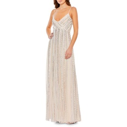 Embellished Spaghetti Strap Gown