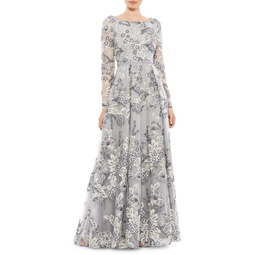 Floral Embroidered A Line Gown