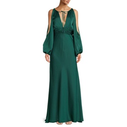 Slit Sleeves Flare Gown