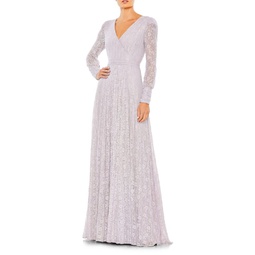 Beaded Lace A Line Gown
