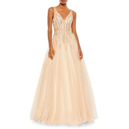 Beaded Tulle Ball Gown