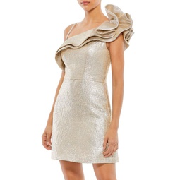 Metallic Ruffle Mini Dress
