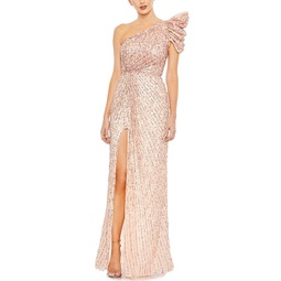 one-shoulder a-line gown