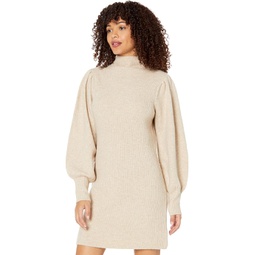 Womens Madewell Mock Neck Puff Sleeve Mini Sweaterdress