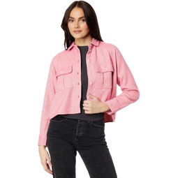 Womens Madewell Flannel Cargo Button-Up Shirt