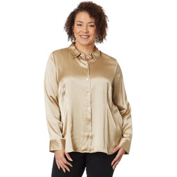 Womens Madewell Plus Darted Button-Up Shirt in Satin