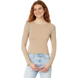 Womens Madewell Contrast-Stitched Crewneck Crop Tee