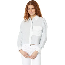 Womens Madewell Flap-Pocket Crop Button-Up Shirt in Poplin