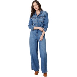 Womens Madewell Denim Wide-Leg Coverall Jumpsuit in Byrne Wash