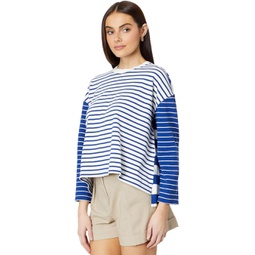 Womens Madewell Easy Long-Sleeve Rugby Tee in Contrasting Stripe