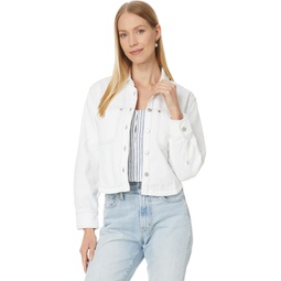 Womens Madewell Denim Long-Sleeve Crop Shirt in Tile White