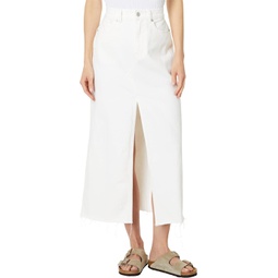 Womens Madewell The Rilee Denim Midi Skirt in Tile White