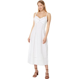 Womens Madewell Sweetheart Midi Dress in Linen-Cotton Blend