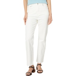 Womens Madewell The 90s Straight Crop Jean in Tile White: Raw-Hem Edition