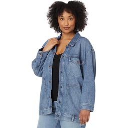 Womens Madewell The Plus Oversized Trucker Jean Jacket in Sentell Wash: Snap-Front Edition