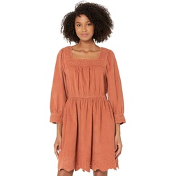 Madewell Embroidered Corduroy Square-Neck Mini Dress