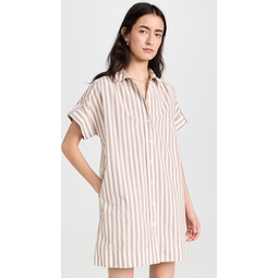 Collared Button-Front Mini Shirtdress