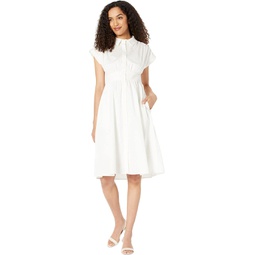 Womens Maggy London Fit-and-Flare Belted Midi Dress with Collar & Placket