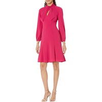 Womens Maggy London Midi Dress with Blouson Sleeves and Front Tie