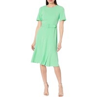 Maggy London Belted Short Sleeve Solid Dress