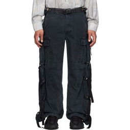 Black Strap Cargo Pants 241516M188001
