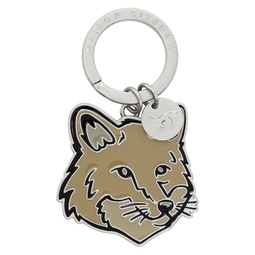 Silver Bold Fox Head Metal Keychain 241389M148003