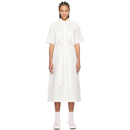 White Crinkled Midi Dress 241389F054000