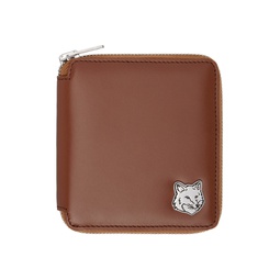 Brown Fox Head Square Zipped Wallet 241389M164002