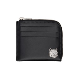 Black Fox Head Zipped Wallet 241389M164006