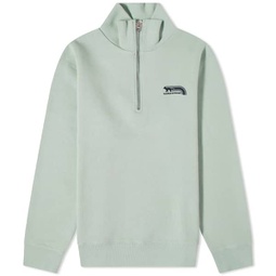 Maison Kitsune Flash Fox Half Zip Sweat Seafoam