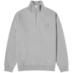 Maison Kitsune Bold Fox Head Patch Half Zip Sweat Medium Grey Melange