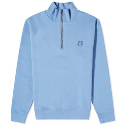 Maison Kitsune Bold Fox Head Patch Half Zip Sweat Hampton Blue