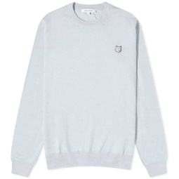 Maison Kitsune Bold Fox Head Patch Crew Jumper Light Blue Melange