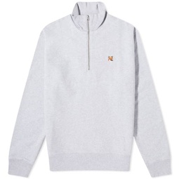 Maison Kitsune Fox Head Patch Half Zip Sweat Light Grey Melange