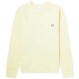 Maison Kitsune Fox Head Patch Crew Sweat Chalk Yellow