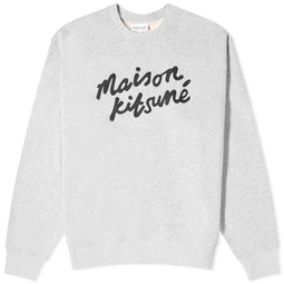 Maison Kitsune Handwriting Comfort Crew Sweat Light Grey Melange