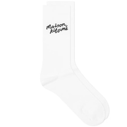 Maison Kitsune Handwritting Logo Socks White