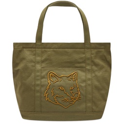 Maison Kitsune Fox Head Large Tote Military Green