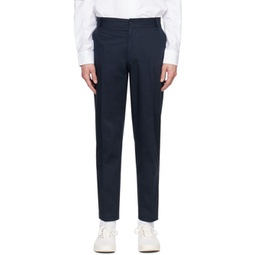 Navy Embroidered Trousers 241389M191000