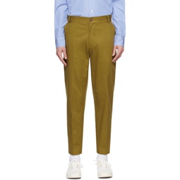 Khaki Embroidered Trousers 241389M191001