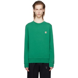 Green Bold Fox Head Sweatshirt 241389M204004