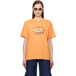 Orange Surfing Foxes T-Shirt 241389F110010