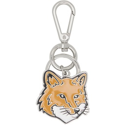 Silver & Orange Bold Fox Head Keychain 232389F025006